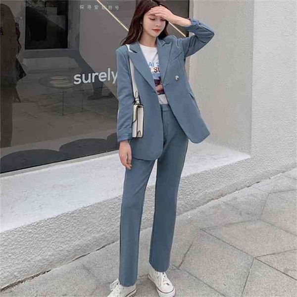 women suits autumn and winter single buckle fashion professional decoration body slim trousers women's two-piece suit 210603, White
women suits autumn and winter single buckle fashion professional decoration body slim trousers women's two-piece suit 210603, White