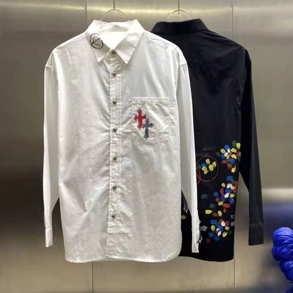 2021 tide cross graffiti back color printing lapel shirt jacket cardigan men's and women's same, Black
2021 tide cross graffiti back color printing lapel shirt jacket cardigan men's and women's same, Black