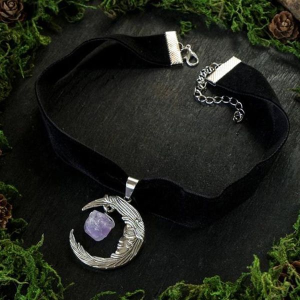 chokers velvet choker moon purple raw stone gorgeous pendant crescent charm creativity witch jewelry fashion women gift, Golden;silver
chokers velvet choker moon purple raw stone gorgeous pendant crescent charm creativity witch jewelry fashion women gift, Golden;silver