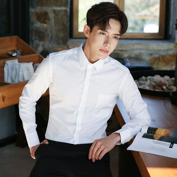 men's dress shirts white shirt long sleeve spring and autumn slim fit korean business youth professional work, White;black
men's dress shirts white shirt long sleeve spring and autumn slim fit korean business youth professional work, White;black