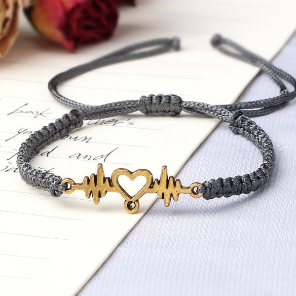 handmade braided bracelet women men heartbeat cardiogram charm adjustable wax thread lucky bracelets&bangle jewelry, Black
handmade braided bracelet women men heartbeat cardiogram charm adjustable wax thread lucky bracelets&bangle jewelry, Black