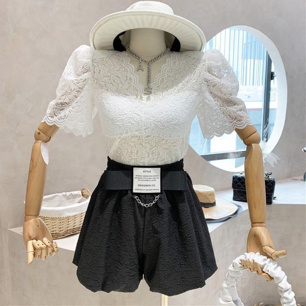 women's tracksuits summer solid color lace short sleeves+high elastic waist all-match casual shorts loose labeling pants, Gray
women's tracksuits summer solid color lace short sleeves+high elastic waist all-match casual shorts loose labeling pants, Gray