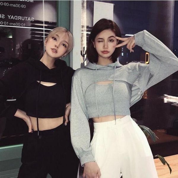 women's hoodies & sweatshirts women fashion casual jogging korean loose short sweatshirt female cropped streetwear hooded(with camisole, Black
women's hoodies & sweatshirts women fashion casual jogging korean loose short sweatshirt female cropped streetwear hooded(with camisole, Black