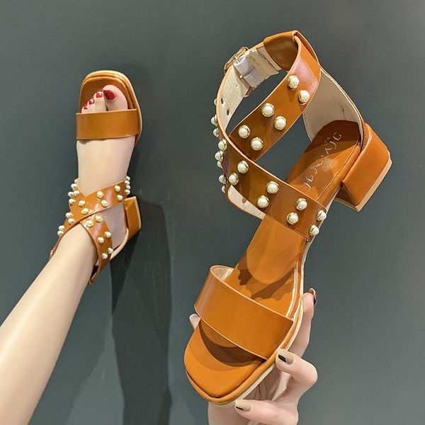 sandals square toe with 2021 vintage open-toe women's shoes thick heels and rivet roma for summer, Black
sandals square toe with 2021 vintage open-toe women's shoes thick heels and rivet roma for summer, Black