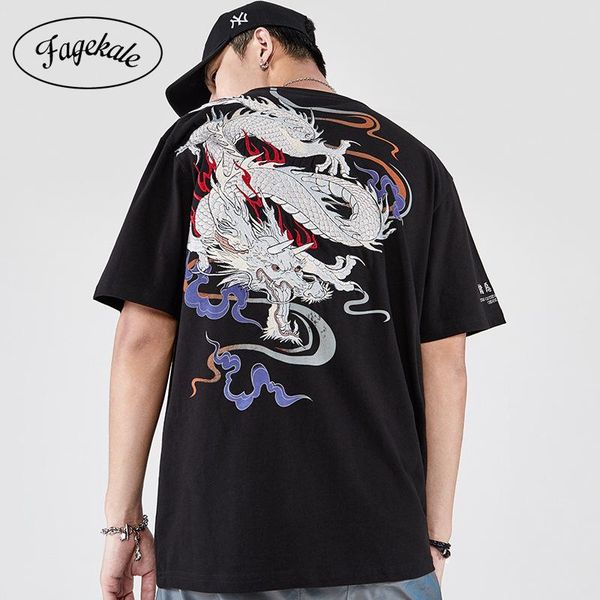 retro t shirt hip hop high street hong kong ins style chinese dragon embroidery loose national tide summer, White;black
retro t shirt hip hop high street hong kong ins style chinese dragon embroidery loose national tide summer, White;black