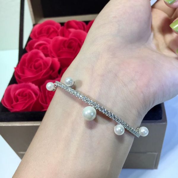 fashion cz zircon crystal diamond bangle 100% natural freshwater pearl bracelet for women exquisite jewelry bracelet silver 925, Black
fashion cz zircon crystal diamond bangle 100% natural freshwater pearl bracelet for women exquisite jewelry bracelet silver 925, Black