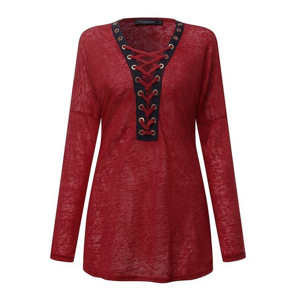 women's blouses & shirts autumn fitness fashion thin breathable chemise spring women lace up deep v neck casual long sleeve female blou, White
women's blouses & shirts autumn fitness fashion thin breathable chemise spring women lace up deep v neck casual long sleeve female blou, White