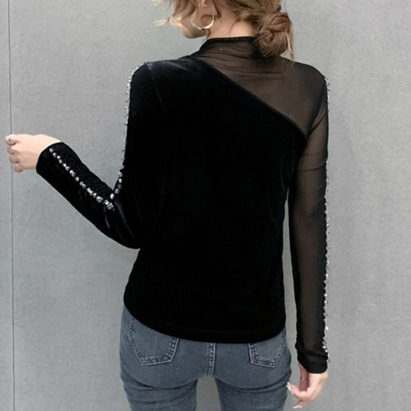 2021 spring fall european clothes t-shirt girl fashion veet patchwork mesh beads women long sleeve slim tees new t0d603a mish, White
2021 spring fall european clothes t-shirt girl fashion veet patchwork mesh beads women long sleeve slim tees new t0d603a mish, White