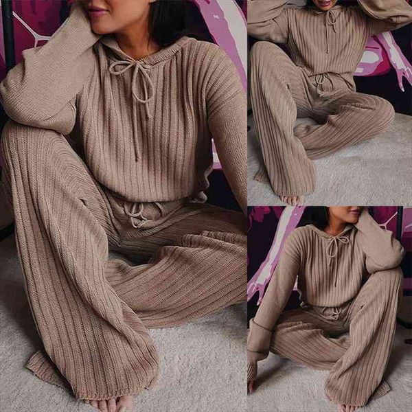 knitted sweater suits two pieces womens pants autumn tie collar long sleeve loose knit and high waist wide leg, White
knitted sweater suits two pieces womens pants autumn tie collar long sleeve loose knit and high waist wide leg, White