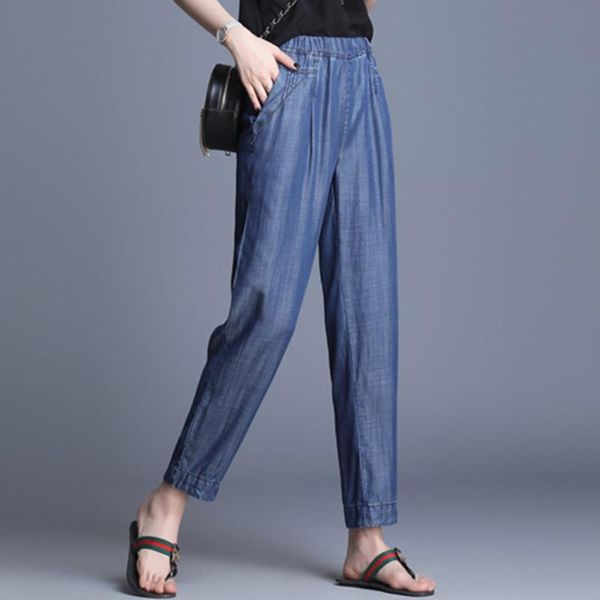 women's pants & capris 2021 summer cool jeans women elastic high waist loose harem female blue soft plus size l-4xl gd769, Black;white
women's pants & capris 2021 summer cool jeans women elastic high waist loose harem female blue soft plus size l-4xl gd769, Black;white