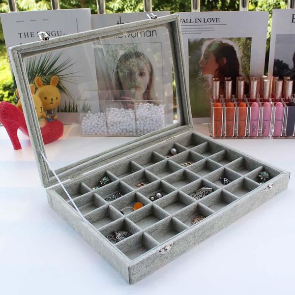storage boxes & bins arrival jewelry organizer with cover gray 30 slots velvet case box glass lid for earring ring pendant
storage boxes & bins arrival jewelry organizer with cover gray 30 slots velvet case box glass lid for earring ring pendant