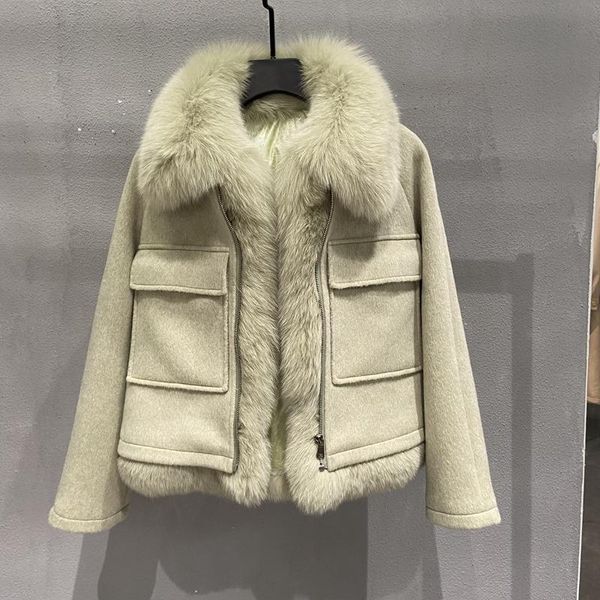 women's fur & faux winter coat women arrival fashion cashmere wool jacket white duck down lining outerwear real collar female thickenin, Black
women's fur & faux winter coat women arrival fashion cashmere wool jacket white duck down lining outerwear real collar female thickenin, Black