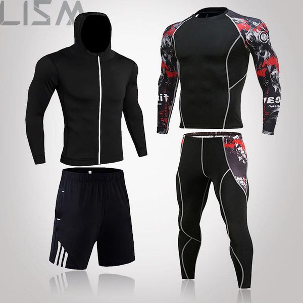 men's tracksuits 4-piece sports suit compression mma rashguard tights gym fitness men quick-drying long underwear, Gray
men's tracksuits 4-piece sports suit compression mma rashguard tights gym fitness men quick-drying long underwear, Gray