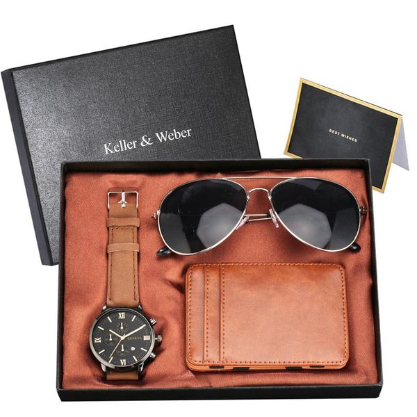 wristwatches keller & weber men business watches set roman numerical dial clock quartz analog calendar wristwatch with magic bag sunglasses, Slivery;brown
wristwatches keller & weber men business watches set roman numerical dial clock quartz analog calendar wristwatch with magic bag sunglasses, Slivery;brown