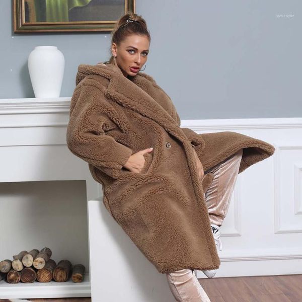 women's fur & faux winter hooded natural cashmere coat fashion street women overcoat soild long teddy, Black
women's fur & faux winter hooded natural cashmere coat fashion street women overcoat soild long teddy, Black