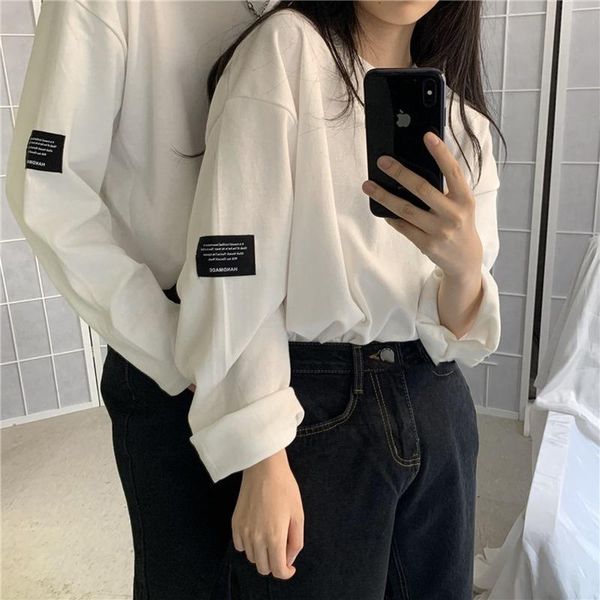 women's t-shirt women men couple's white black solid crewneck patch long sleeve bottoming shirt spring autumn loose tees camisas
women's t-shirt women men couple's white black solid crewneck patch long sleeve bottoming shirt spring autumn loose tees camisas