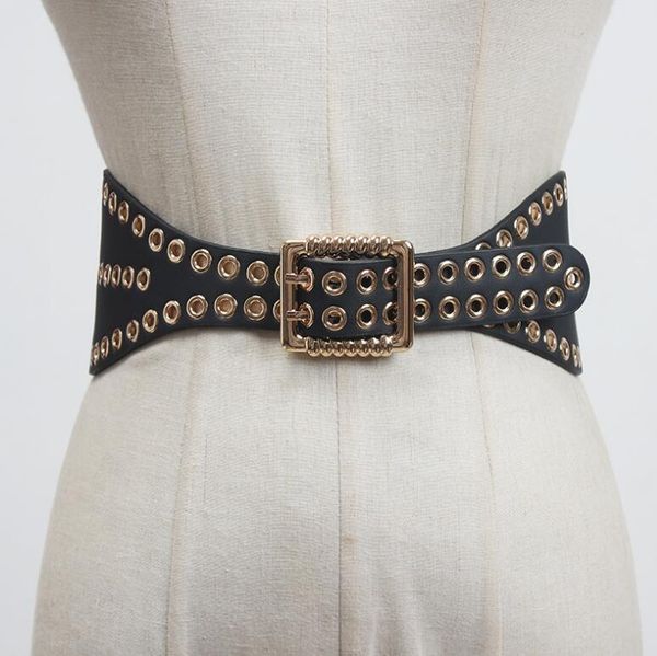 belts women's runway fashion hollow out rivet pu leather cummerbunds female dress corsets waistband decoration wide belt r3098, Black;brown
belts women's runway fashion hollow out rivet pu leather cummerbunds female dress corsets waistband decoration wide belt r3098, Black;brown