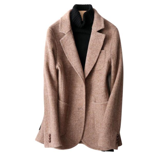 women's wool & blends 2021double faced cashmere coats korea woolen suits loose herringbone pattern short, Black
women's wool & blends 2021double faced cashmere coats korea woolen suits loose herringbone pattern short, Black