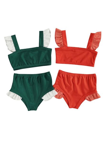 clothing sets girl's two piece swimsuit children's patchwork ruffle shoulder vest high waist swimming shorts for kids, White
clothing sets girl's two piece swimsuit children's patchwork ruffle shoulder vest high waist swimming shorts for kids, White
