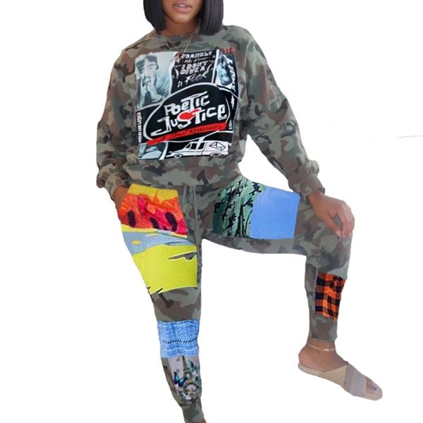 women two piece set outfits tracksuit camouflage long sweater tshirt round neck hoodie pants fashion letters sports suit h2ola2, White
women two piece set outfits tracksuit camouflage long sweater tshirt round neck hoodie pants fashion letters sports suit h2ola2, White