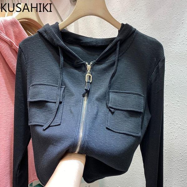 women's jackets kusahiki 2021 spring hooded jacket women long sleeve zipper slim thin coat causal solid pockets cardigan outwear femme, Black;brown
women's jackets kusahiki 2021 spring hooded jacket women long sleeve zipper slim thin coat causal solid pockets cardigan outwear femme, Black;brown