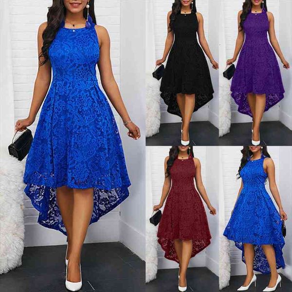 party summer elegant solid women dress color lace high low sleeveless plus size, Black;gray
party summer elegant solid women dress color lace high low sleeveless plus size, Black;gray
