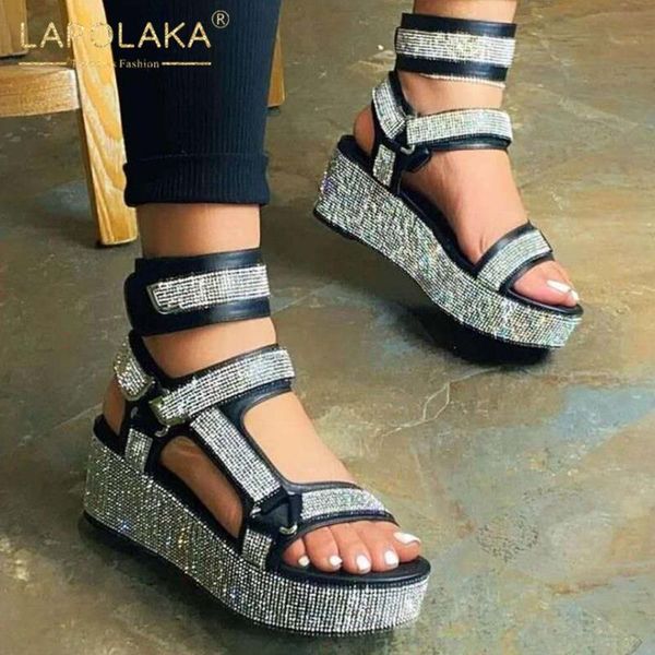 sandals lapolaka design 2021 women's summer hook&loop platform shoes woman slanted heel casual beach gladator, Black
sandals lapolaka design 2021 women's summer hook&loop platform shoes woman slanted heel casual beach gladator, Black