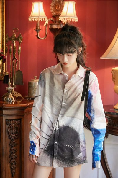 2021 new designer print long sleeve blouse women fall pink button up collar shirt loose fashion aesthetic clothes izpw, White
2021 new designer print long sleeve blouse women fall pink button up collar shirt loose fashion aesthetic clothes izpw, White