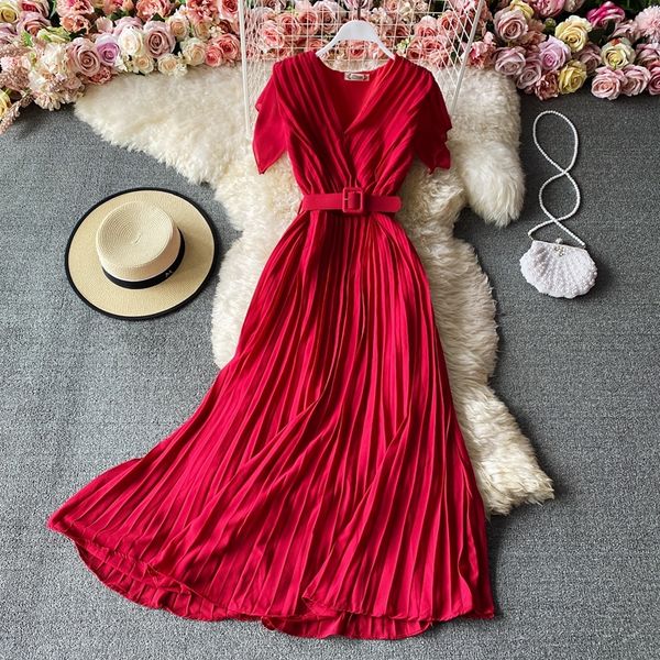 2021 vintage v-neck pleated women elegant short sleeve high waist big swing draped party beach robe fashion female vestidos 2wfz, Black;gray
2021 vintage v-neck pleated women elegant short sleeve high waist big swing draped party beach robe fashion female vestidos 2wfz, Black;gray