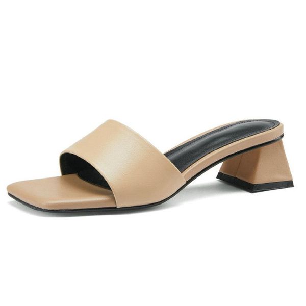 cow leather women slippers summer 4cm med heels sandals woman brand shoes woman beige yellow apricot size 41 42 43, Black
cow leather women slippers summer 4cm med heels sandals woman brand shoes woman beige yellow apricot size 41 42 43, Black