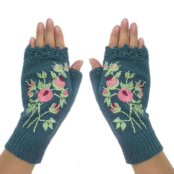 women ins embroidery tricolor floret ladies warm gloves wool knitted winter gloves, Blue;gray
women ins embroidery tricolor floret ladies warm gloves wool knitted winter gloves, Blue;gray