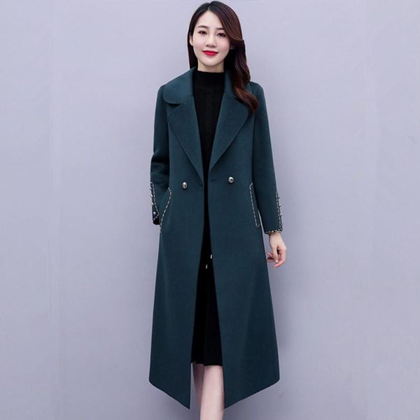 women's wool & blends quality women coat autumn winter 2021 fashion elegant thicken warm woolen overcoat slim long outerwear female, Black
women's wool & blends quality women coat autumn winter 2021 fashion elegant thicken warm woolen overcoat slim long outerwear female, Black