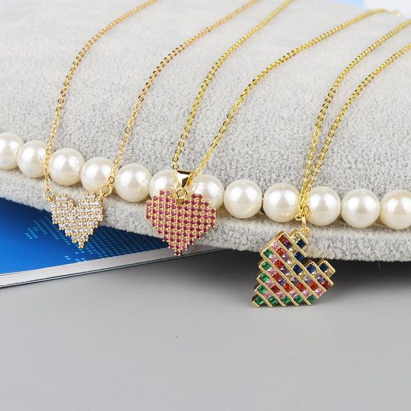 pendant necklaces pure copper plated 2021 mosaic love shape micro inlaid zircon crystal party jewelry girls gifts ladies charm necklace ra, Silver 
pendant necklaces pure copper plated 2021 mosaic love shape micro inlaid zircon crystal party jewelry girls gifts ladies charm necklace ra, Silver