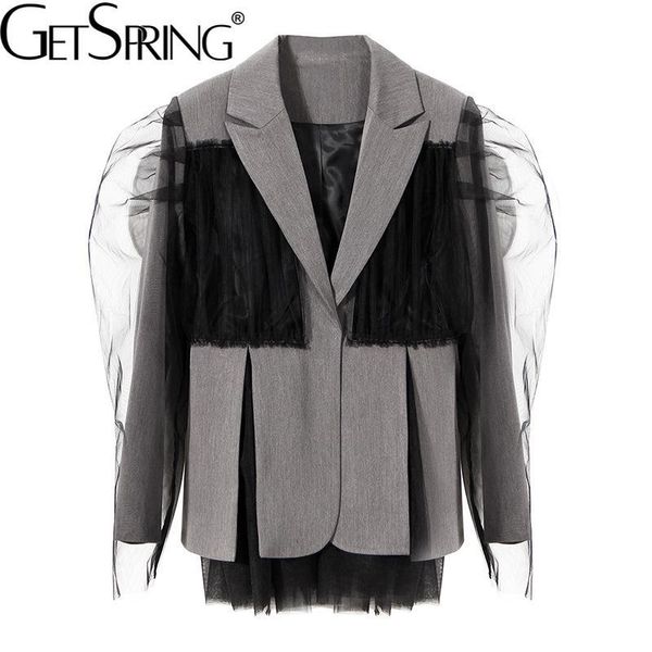 women's suits & blazers getspring women blazer patchwork mesh stitching split long sleeve ladies suit coat loose woman jacket autumn 20, White;black
women's suits & blazers getspring women blazer patchwork mesh stitching split long sleeve ladies suit coat loose woman jacket autumn 20, White;black