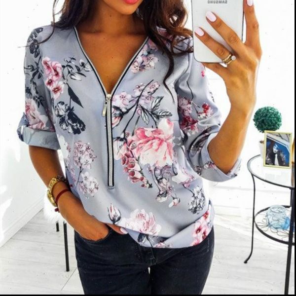 spring large size women 2021 casual v neck shirt ladies front zipper blouse loose floral print shirt camisa feminin, White
spring large size women 2021 casual v neck shirt ladies front zipper blouse loose floral print shirt camisa feminin, White