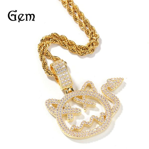 new cartoon devil pendant copper zircon trendsetter hip hop necklace sweater chain, Silver
new cartoon devil pendant copper zircon trendsetter hip hop necklace sweater chain, Silver