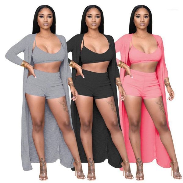 women 3 piece outfits autumn tracksuit v neck camisole +biker shorts+long sleeve maxi open stitch streetwear tracksuits1, Gray
women 3 piece outfits autumn tracksuit v neck camisole +biker shorts+long sleeve maxi open stitch streetwear tracksuits1, Gray
