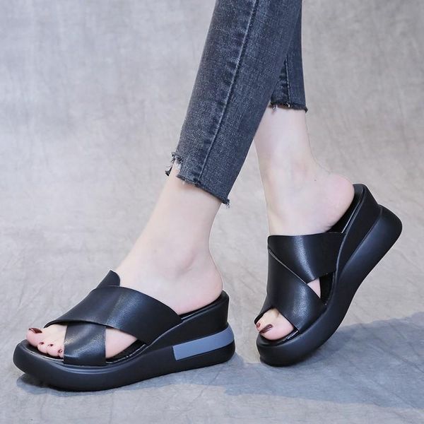 slippers casual fashion summer style slope heel platform women's sandals comfortable wear-resistant soles, Black
slippers casual fashion summer style slope heel platform women's sandals comfortable wear-resistant soles, Black