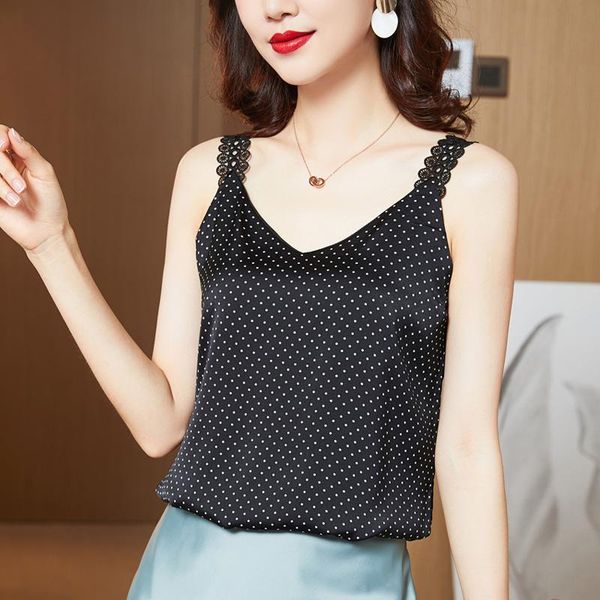 women's tanks & camis 2021 summer fashion satin v-neck polka dot outer wear sleeveless tank ladies cami ol strap woman clothes, White
women's tanks & camis 2021 summer fashion satin v-neck polka dot outer wear sleeveless tank ladies cami ol strap woman clothes, White