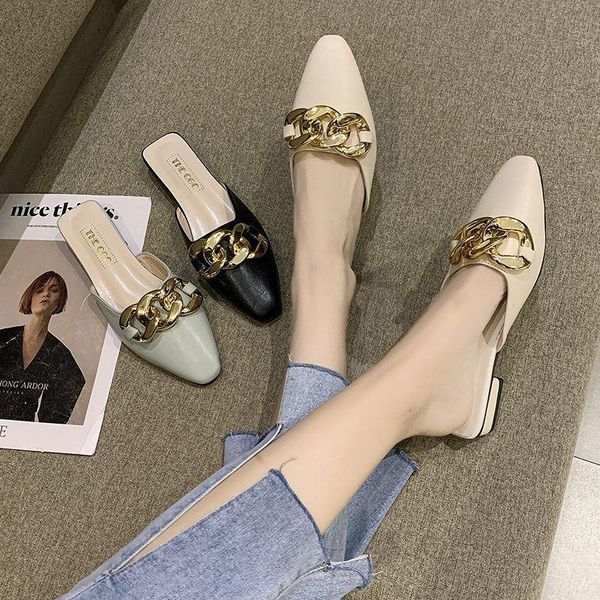 slippers summer slipper women shoes woman mules metal chain outdoor slides fashion pointed cover toe low heels plus size, Black
slippers summer slipper women shoes woman mules metal chain outdoor slides fashion pointed cover toe low heels plus size, Black