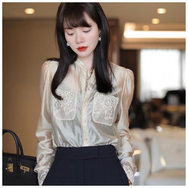 women's blouses & shirts women elegant lace splicing stand collar hollow out lady chic fashion mercerizing female plus size blusas, White
women's blouses & shirts women elegant lace splicing stand collar hollow out lady chic fashion mercerizing female plus size blusas, White