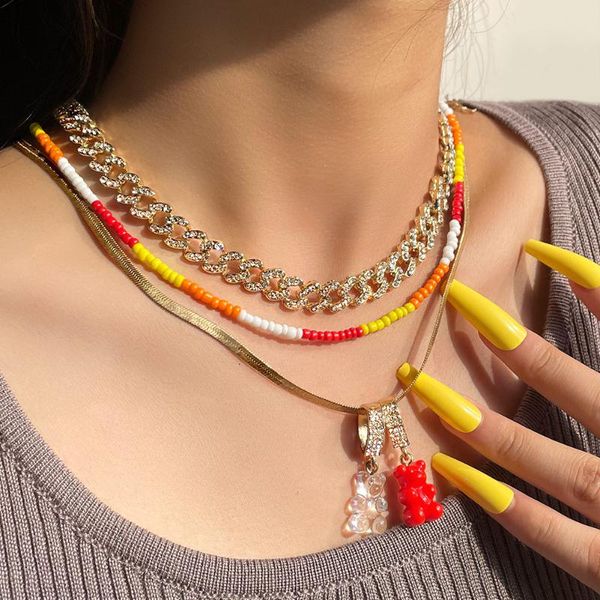 chokers 2021 y2k candy resin bear beaded necklace for women iced out crystal choker flat snake chain necklaces set charming jewelry, Golden;silver
chokers 2021 y2k candy resin bear beaded necklace for women iced out crystal choker flat snake chain necklaces set charming jewelry, Golden;silver