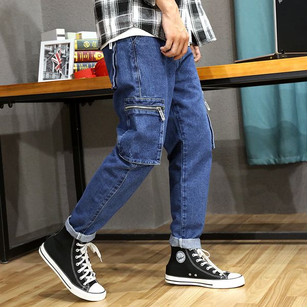 style fashion japanese vintage designer loose fit multi pockets denim cargo pants streetwear hip hop harem jean rcmw, Blue
style fashion japanese vintage designer loose fit multi pockets denim cargo pants streetwear hip hop harem jean rcmw, Blue