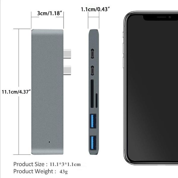 hubs d08b high-speed transmission usb 3.1 splitter dual type-c hub power adapter and one charging port, for laptop
hubs d08b high-speed transmission usb 3.1 splitter dual type-c hub power adapter and one charging port, for laptop