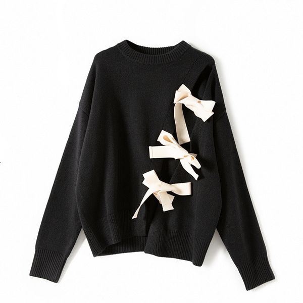 2021 new product bow tie with split solid color knit sweater round neck pullover 62qu, White;black
2021 new product bow tie with split solid color knit sweater round neck pullover 62qu, White;black
