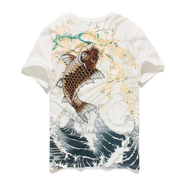 2021 new arrival the neck t male shirt hip hop tshirt original summer heavy embroidered carp man of short animal cotton ivtg, White
2021 new arrival the neck t male shirt hip hop tshirt original summer heavy embroidered carp man of short animal cotton ivtg, White