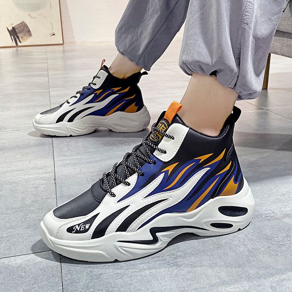 Mens trendy shoes high-top flame leather casual shoes lace-up wear-resistant sneakers Chaussure Homme crossover hiking shoes, Blue
Mens trendy shoes high-top flame leather casual shoes lace-up wear-resistant sneakers Chaussure Homme crossover hiking shoes, Blue
