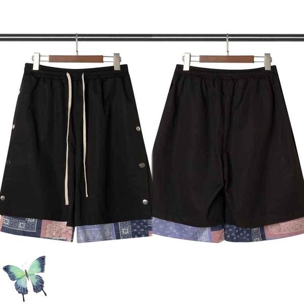 men's shorts kapital men women classic cashew print short pants breechcloth button drawstring, White;black
men's shorts kapital men women classic cashew print short pants breechcloth button drawstring, White;black