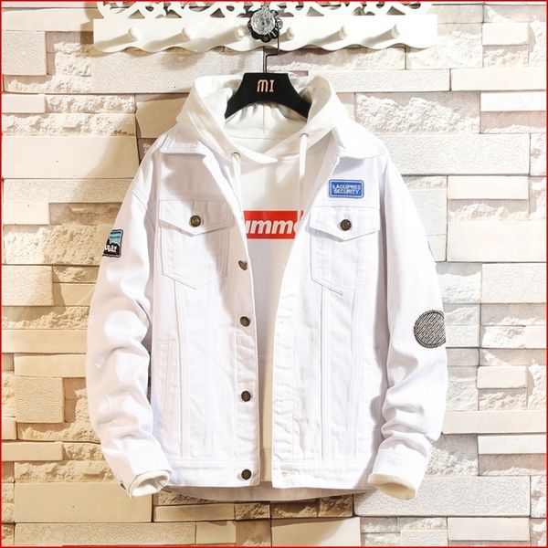 2021 spring autumn new white jeans coat men's korean fashion casual hip hop jacket streetwear cowboy outerwear plus size m-5xl 5dxe, Black;brown
2021 spring autumn new white jeans coat men's korean fashion casual hip hop jacket streetwear cowboy outerwear plus size m-5xl 5dxe, Black;brown