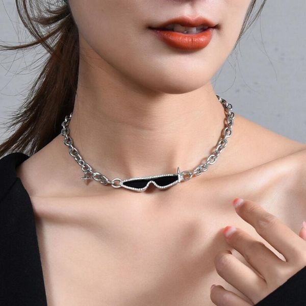titanium steel chain choker necklaces czech rhinestone black sunglasses chokers for women girls fashion jewelry, Golden;silver
titanium steel chain choker necklaces czech rhinestone black sunglasses chokers for women girls fashion jewelry, Golden;silver